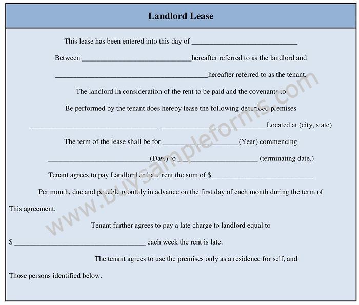 landlord lease form Template