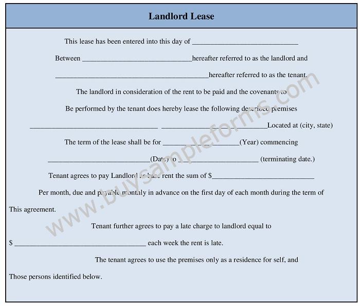 Printable Sample Landlord Lease Form (Word Template Download)
