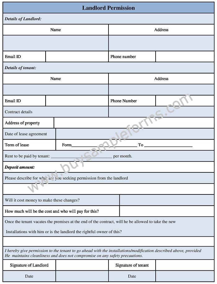 Online Landlord Permission Form Template