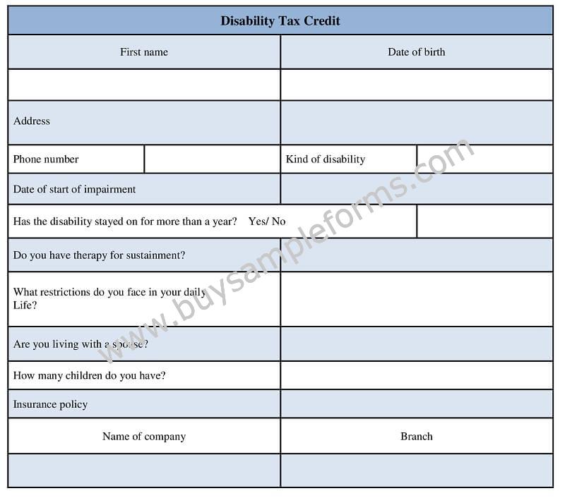 disability tax credit form example