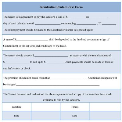 Residential Rental Lease Format Download Word Template