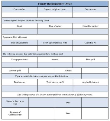 Family Responsibility Office Form Template Microsoft Word