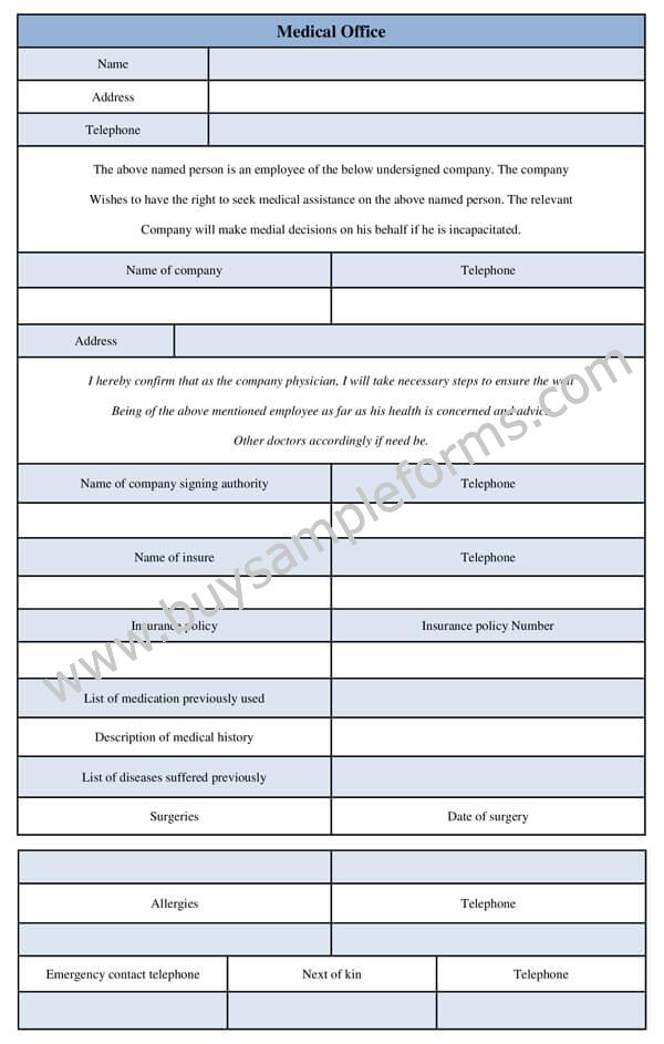 Medical Office Form Template