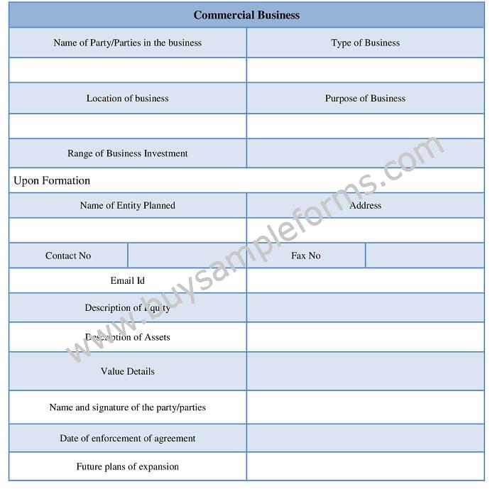 Commercial Business Form Template
