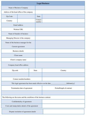 Legal Business Form Example Word Documents Download