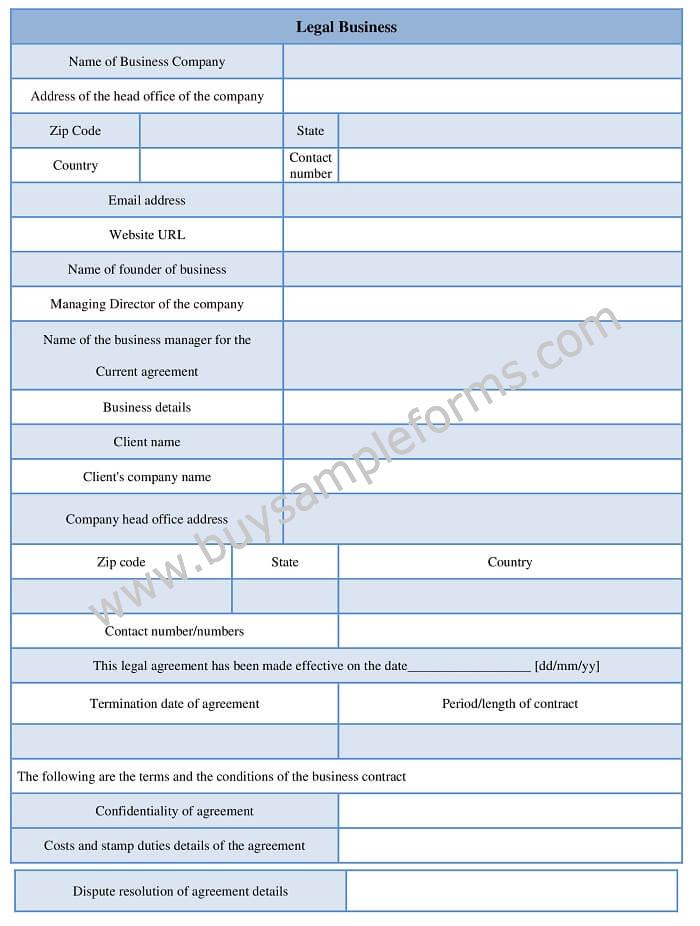 Business legal Form Template