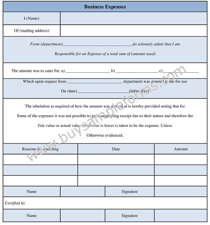 business expense form template