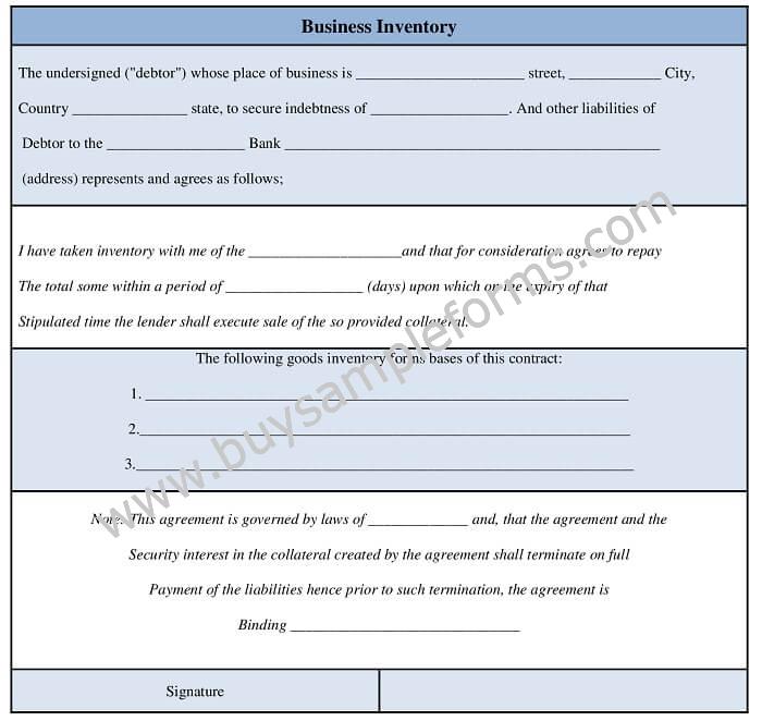 Business Inventory Form Template