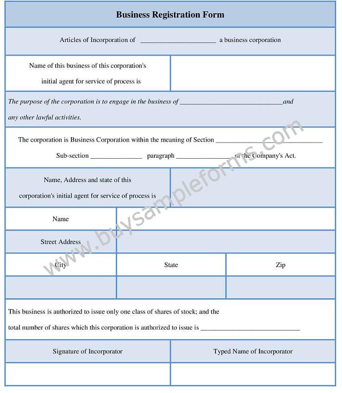 Business Registration Form Template