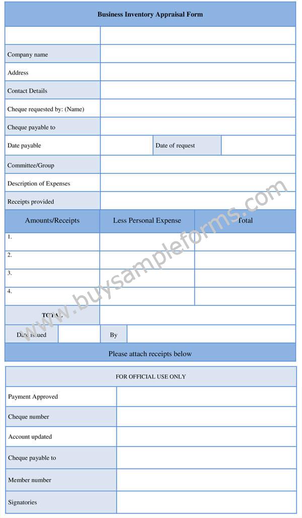 Business Inventory Appraisal Form Template Download