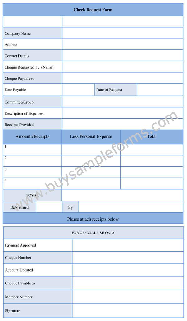 Cheque request form template