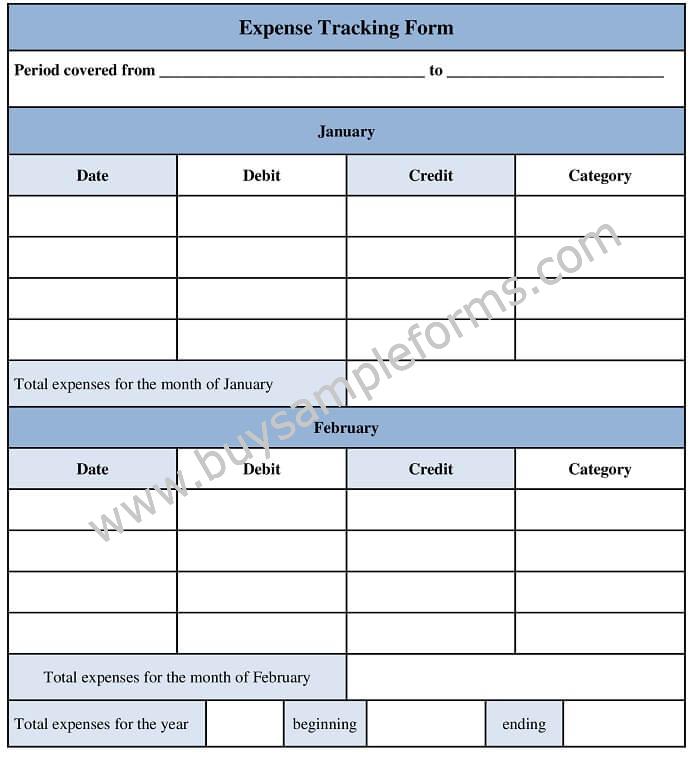 Printable Expense Tracking Form Template