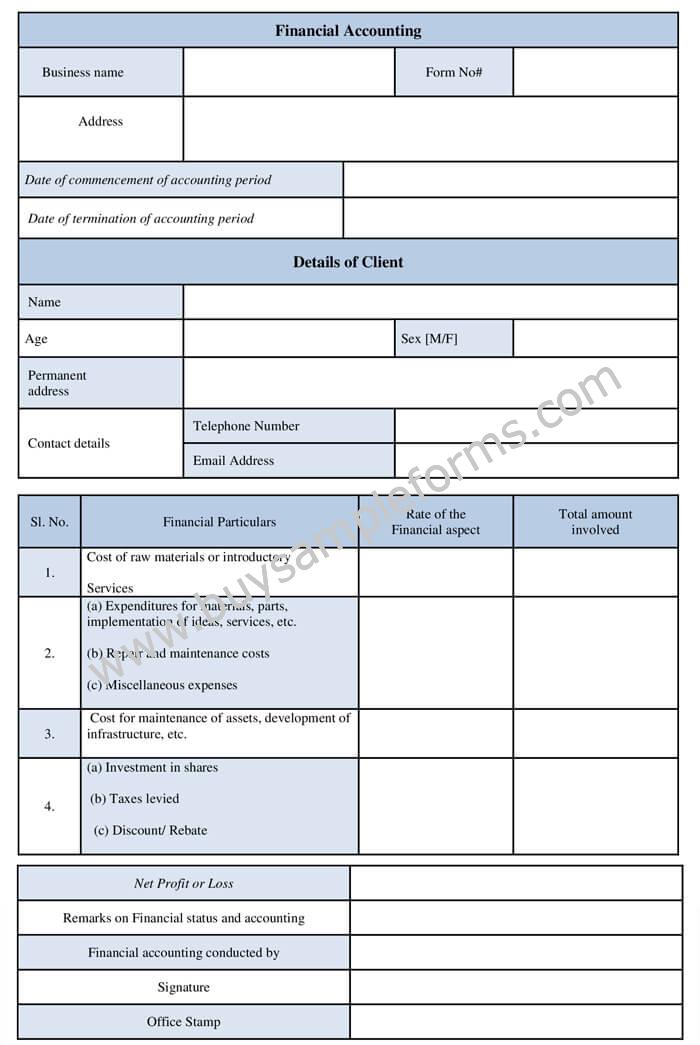 Financial accounting form template