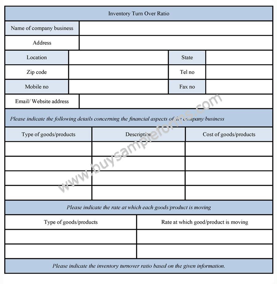 Inventory Turnover ratio form Word template