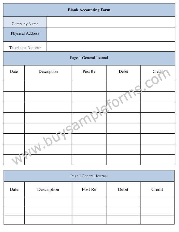 Blank Accounting Form Template