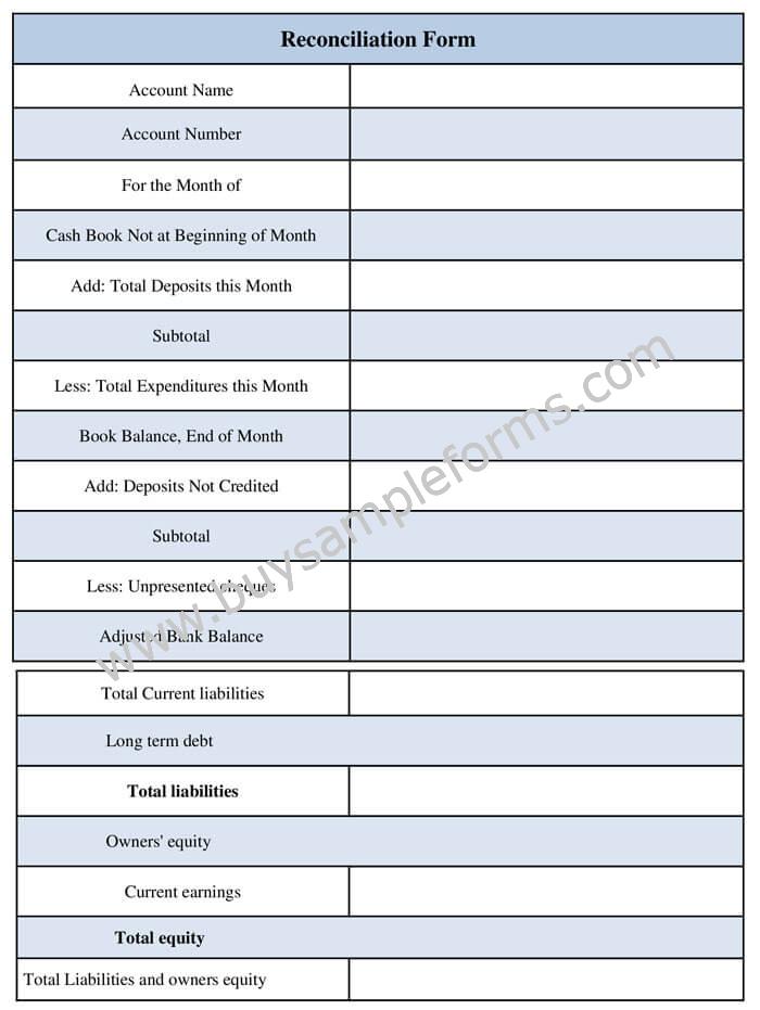 Account Reconciliation Form Template | Word Download