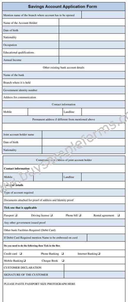 Download Savings Account Application Form Template Online