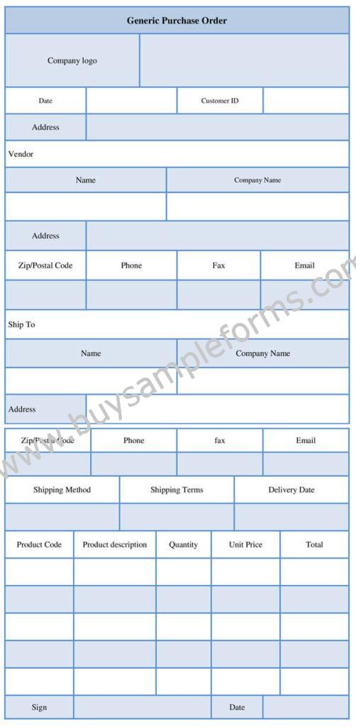 Generic Purchase Order Form Template