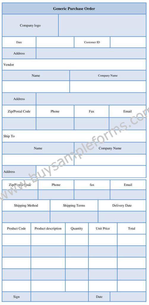 Generic Purchase Order Form Template Word Download Generic purchase order form template word download