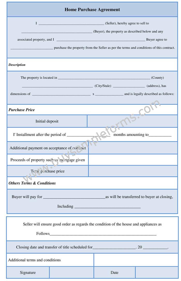 Home Purchase Agreement Form Template Word Download Home Purchase Agreement Form Template Word Download