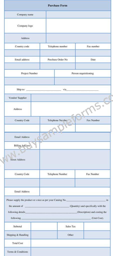 Direct Purchase Program Form Purchase Form Format, Purchase Template Word Download