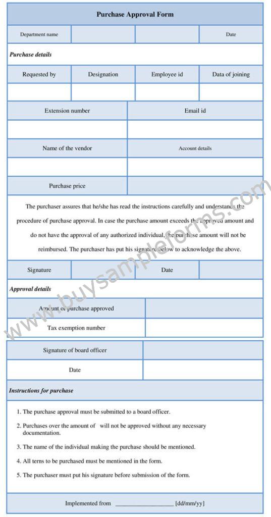 Purchase Approval Form Template