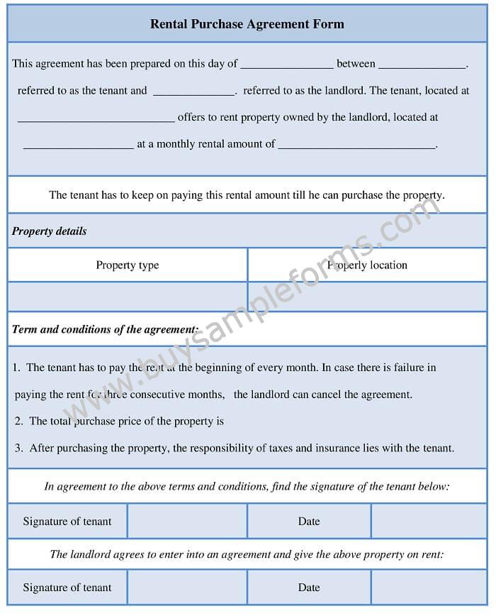 Simple Rental Purchase Agreement Form Template