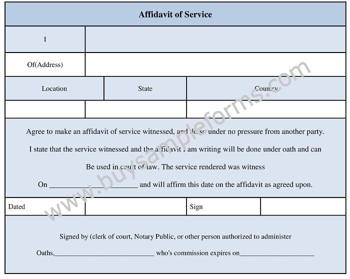 Affidavit of Service Form Template