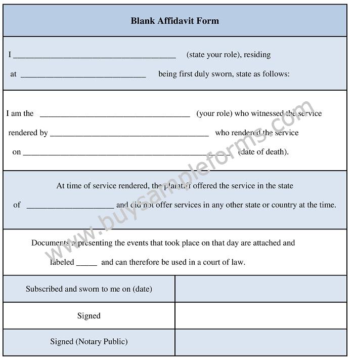 Blank Affidavit Form Template