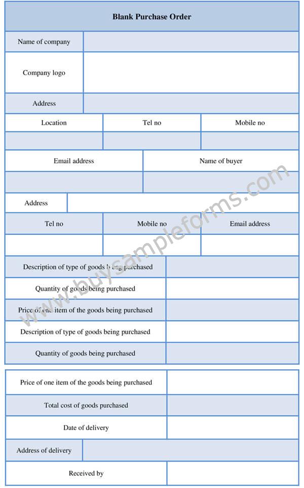 Printable Blank Purchase Order Form Template in Word PDF Printable blank purchase order form template in word pdf
