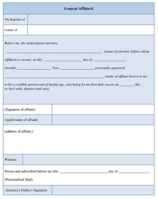 General Affidavit Form Example & Template | Word Download