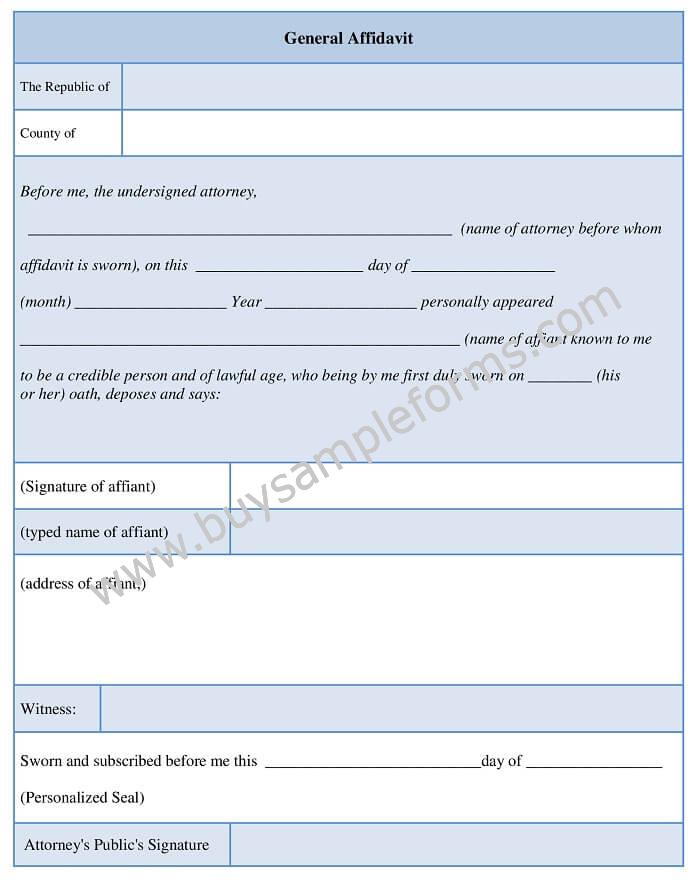 affidavit form templates Archives - Sample Forms